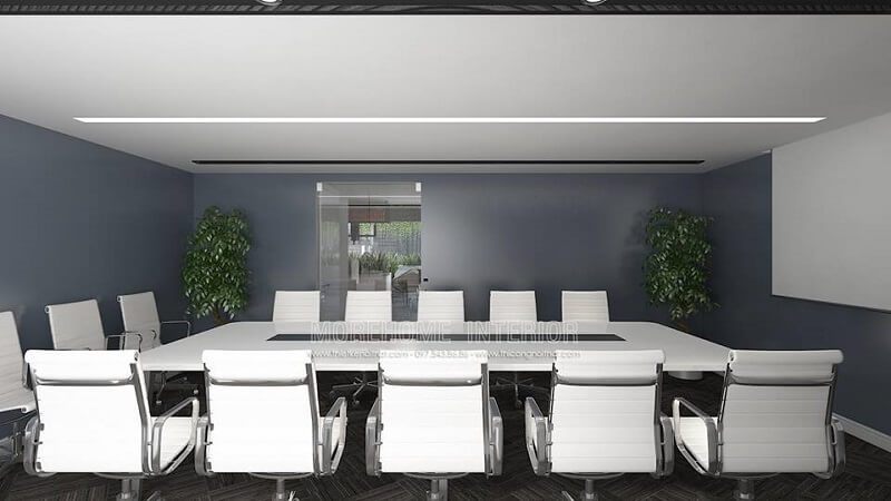 Thiết kế nội thất văn phòng cao cấp với cách sắp sếp bàn ghế, bố trí không gian hợp lí cho công ty công nghệ thông tin.
