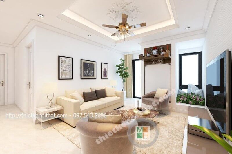Phòng khách chung cư diện tích nhỏ, hay phòng khách hẹp một chiều thì lựa chọn những bộ sofa bọc da hiện đại