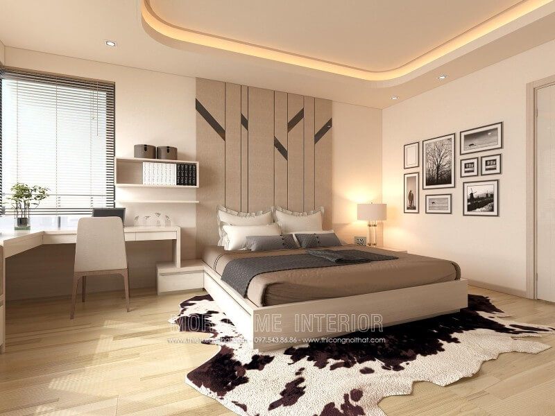 Mẫu giường ngủ gỗ công nghiệp màu trắng phong cách hiện đại toát lên vẻ thanh lịch sang trọng thích hợp cho gia đình trẻ, chất lượng bền đẹp cùng thời gian