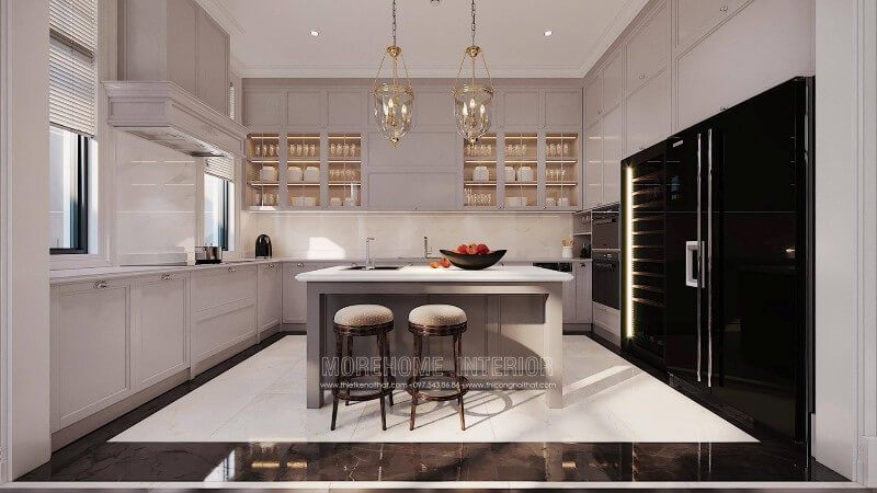 Thiết kế nội thất phòng bếp hiện đại cho biệt thự ciputra tây hồ hà nội
