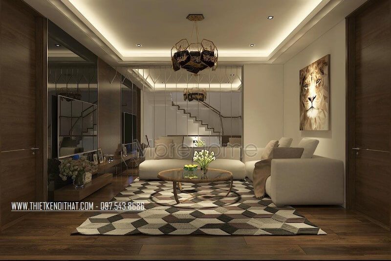 Mẫu sofa bọc vải màu trắng sữa nhẹ nhàng, hiện đại cho nhà phốbiệt thự