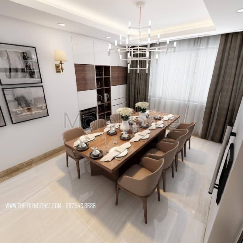 Bộ bàn ăn gỗ tự nhiên cao cấp tại nhà phố Lò Đức đẹpđộc đáo