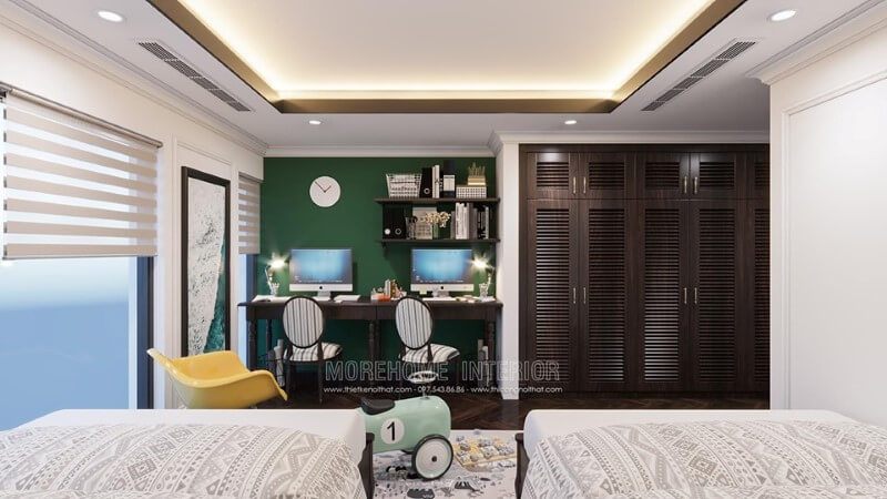 Mẫu bàn học bằng gỗ tự nhiên đẹp hiện đại cho phòng trẻ em