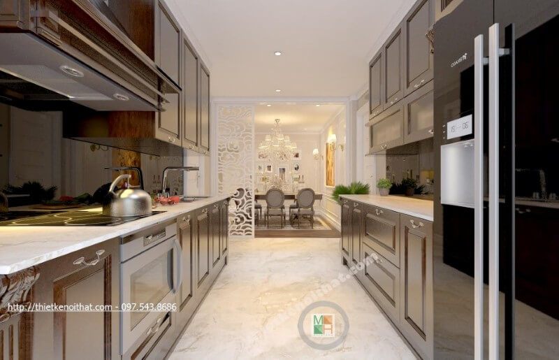 Trang trí nội thất phòng bếp chung cư sang trọng và đẳng cấp hơn với đá ốp bếp nhân tạo cao cấp